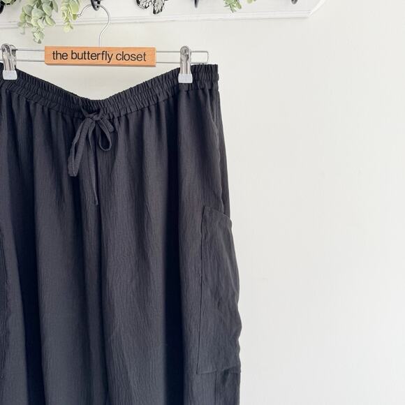 P’TULA Active Black barrel leg baggy cargo jogger Large TS - Picture 2 of 4